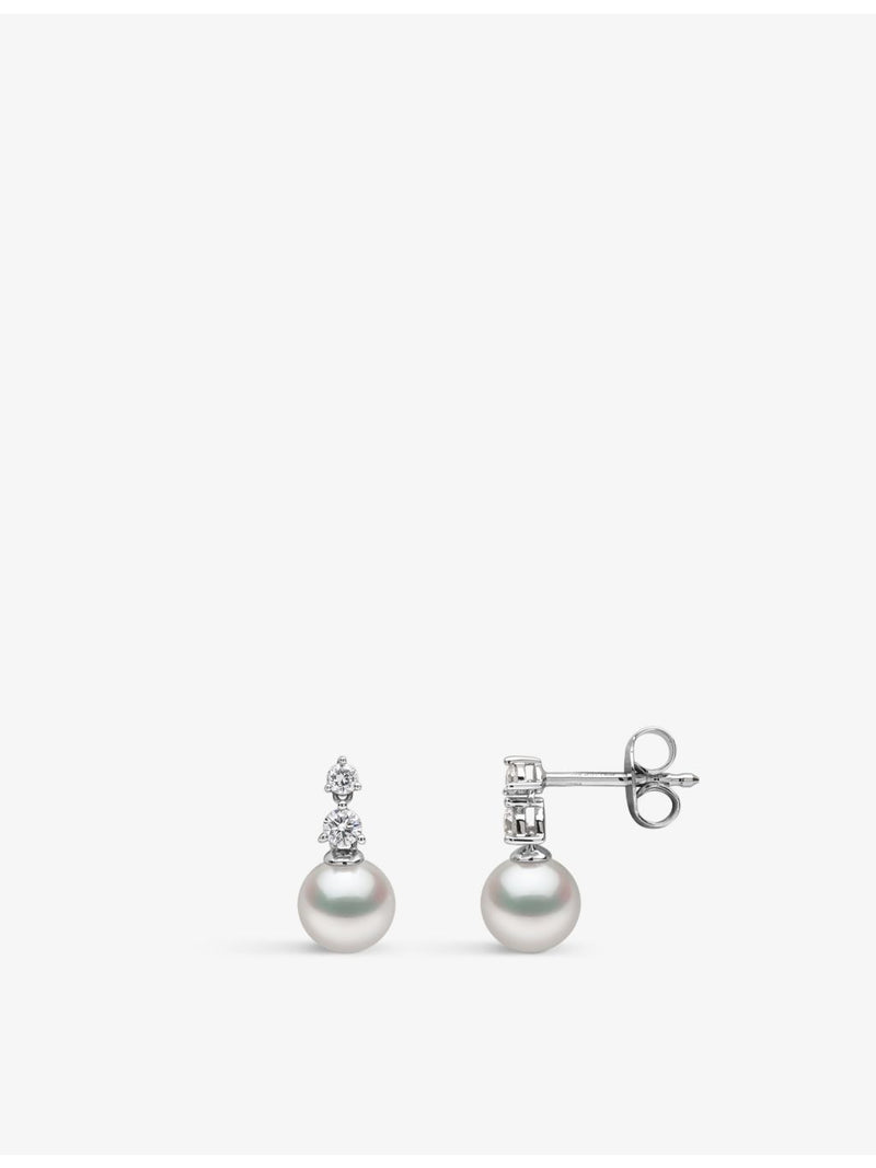 Yoko London Akoya pearl diamond earrings, 18ct white gold (British brand)