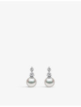 selfridges Yoko London Classic 18ct White Gold Akoya Pearl and 0.15ct Diamond Earrings- Buy online at McGrocer