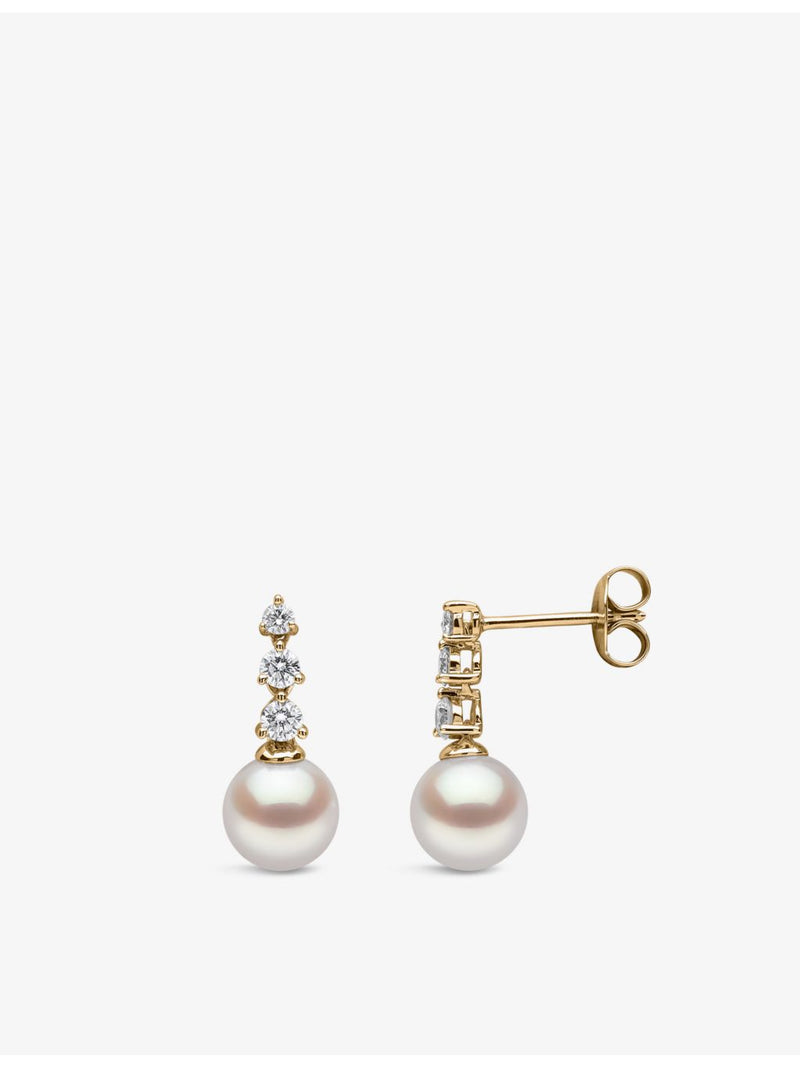 Yoko London Akoya pearl and diamond drop earrings, imported from the UK