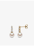Yoko London Akoya pearl and diamond drop earrings, imported from the UK