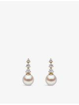 selfridges Yoko London 18ct Yellow Gold Akoya Pearl and Diamond Drop Earrings- Buy online at McGrocer