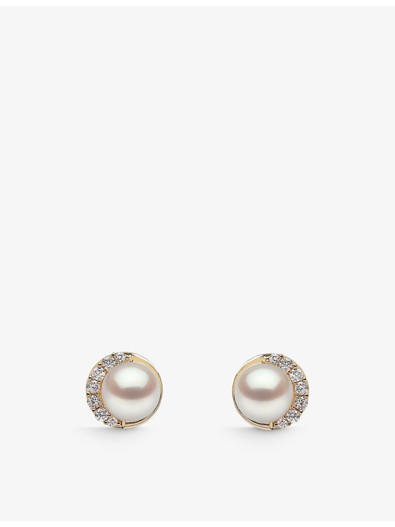 Yoko London diamond and pearl stud earrings in 18ct gold (British brand)