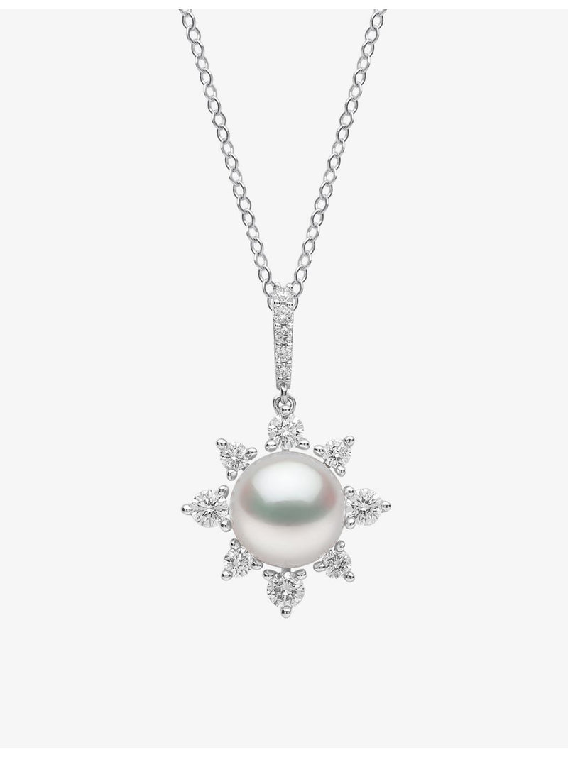 Yoko London 18ct white gold freshwater pearl diamond pendant - British product