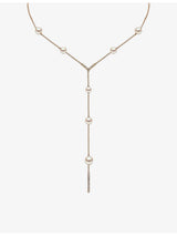 selfridges Yoko London 18ct Yellow Gold Freshwater Pearl and Round Brilliant 0.188ct Diamond Necklace- Buy online at McGrocer