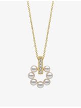 selfridges Yoko London Eclipse 18ct Yellow Gold Diamond and Akoya Pearl Pendant Necklace- Buy online at McGrocer
