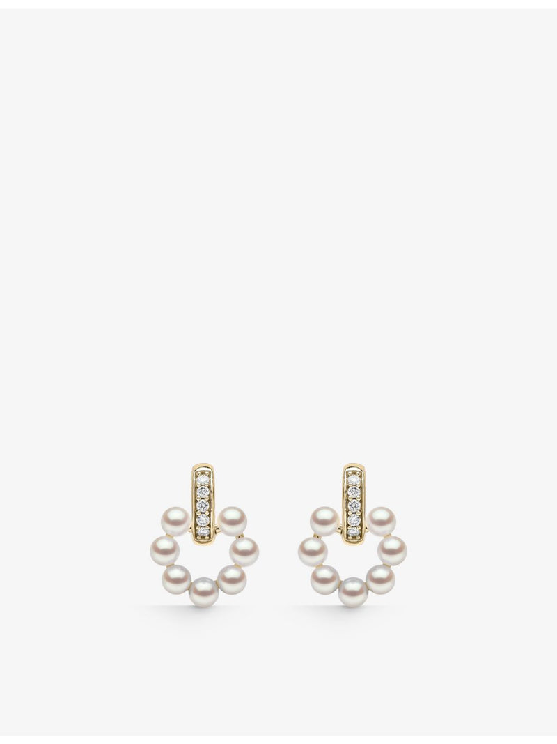 Yoko London diamond and pearl drop earrings 18ct gold - British product
