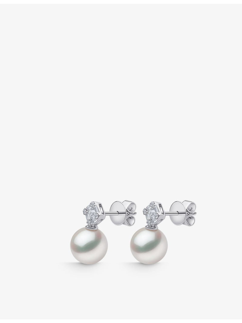 Yoko London pearl stud earrings 0.36ct diamond, imported from the UK