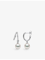 selfridges Yoko London Jazz 18ct White Gold 0.57ct Brilliant-Cut Diamond and Akoya Pearl Drop Earrings- Buy online at McGrocer