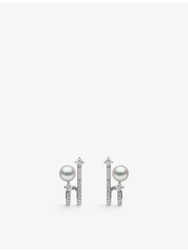 Yoko London Akoya pearl diamond earrings 0.75ct, imported from the UK