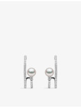 selfridges Yoko London Jazz 18ct White Gold Akoya Pearl Round Brilliant Cut 0.75ct Diamond Earrings- Buy online at McGrocer