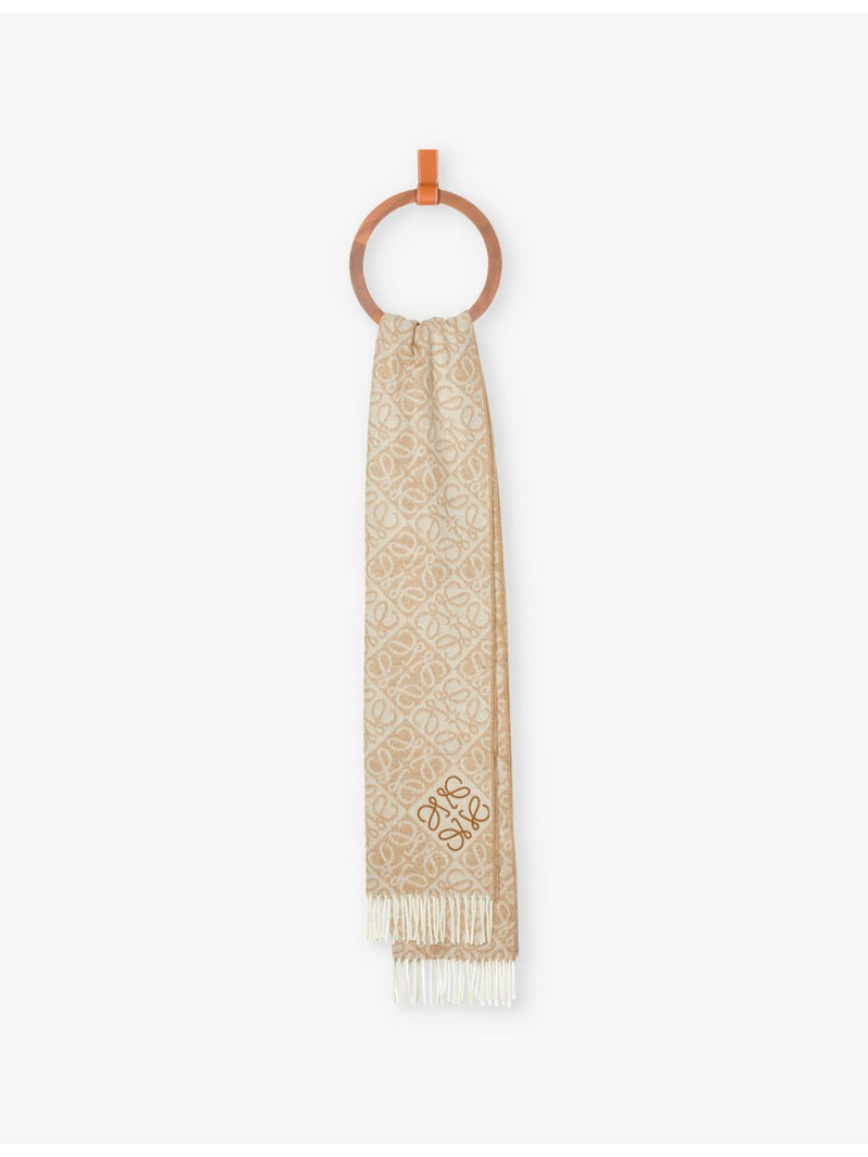 Loewe wool cashmere-blend scarf with Anagram pattern (British brand)