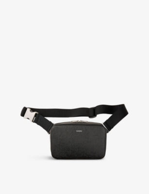 Sandro small leather bag with saffiano texture, logo embossed (British brand)