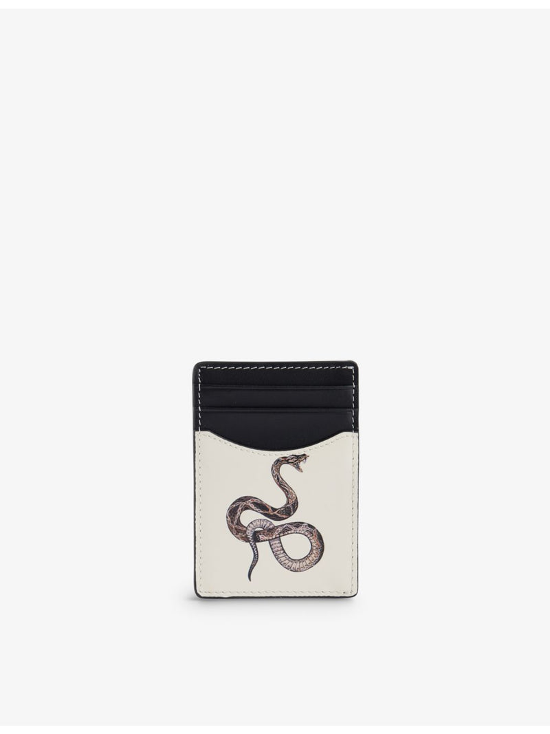 Duke + Dexter snake print leather card holder - British product