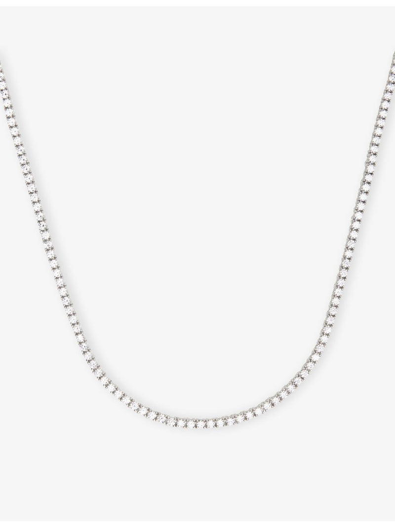 CARAT London white-gold plated sterling-silver cubic zirconia necklace 42cm (British brand)