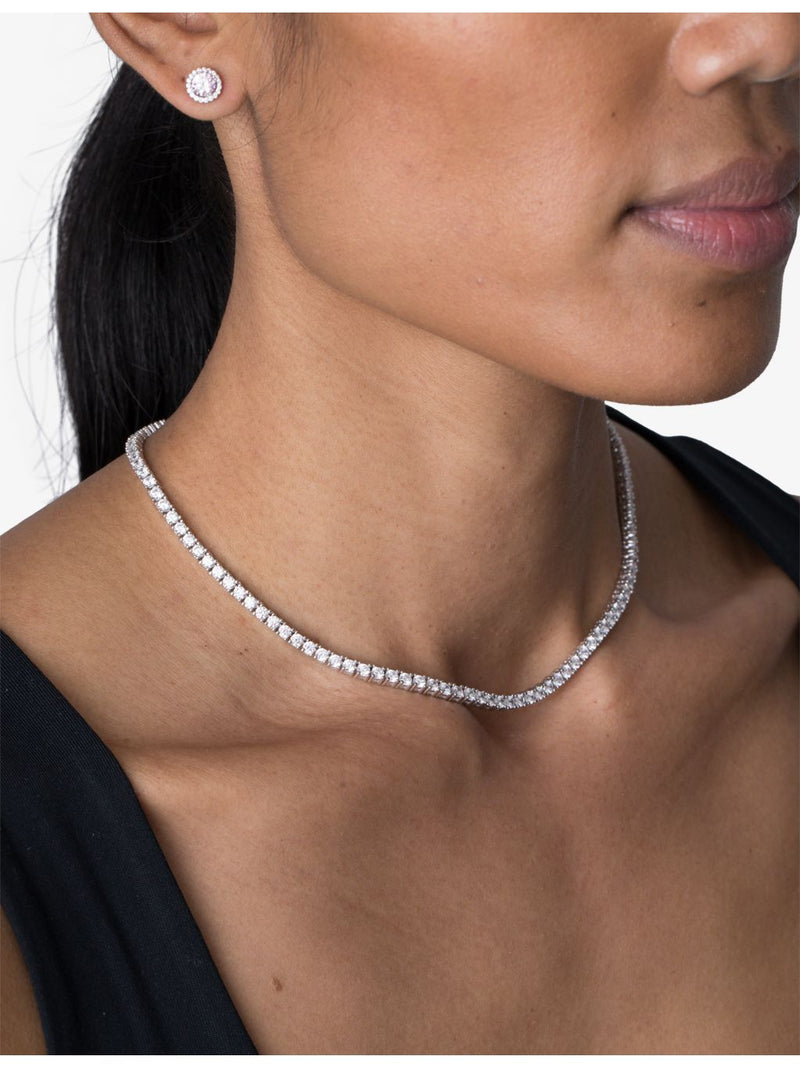 CARAT London white-gold plated sterling-silver cubic zirconia necklace 42cm (British brand)