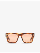 selfridges Tom Ford Fausto Square-Frame Tortoise Acetate Sunglasses- Buy online at McGrocer