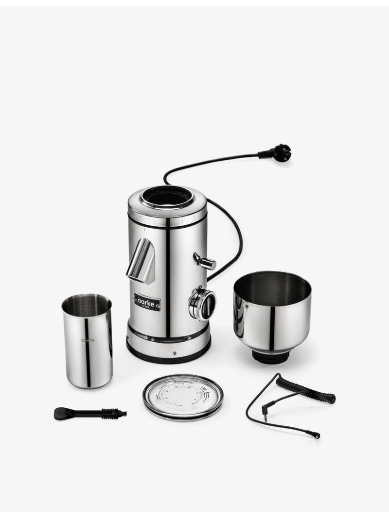 Aarke flat burr coffee grinder stainless steel (British brand)