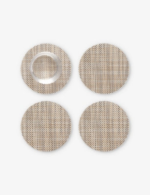 Chilewich Basketweave Mist Woven Coasters Set of Four 10cm