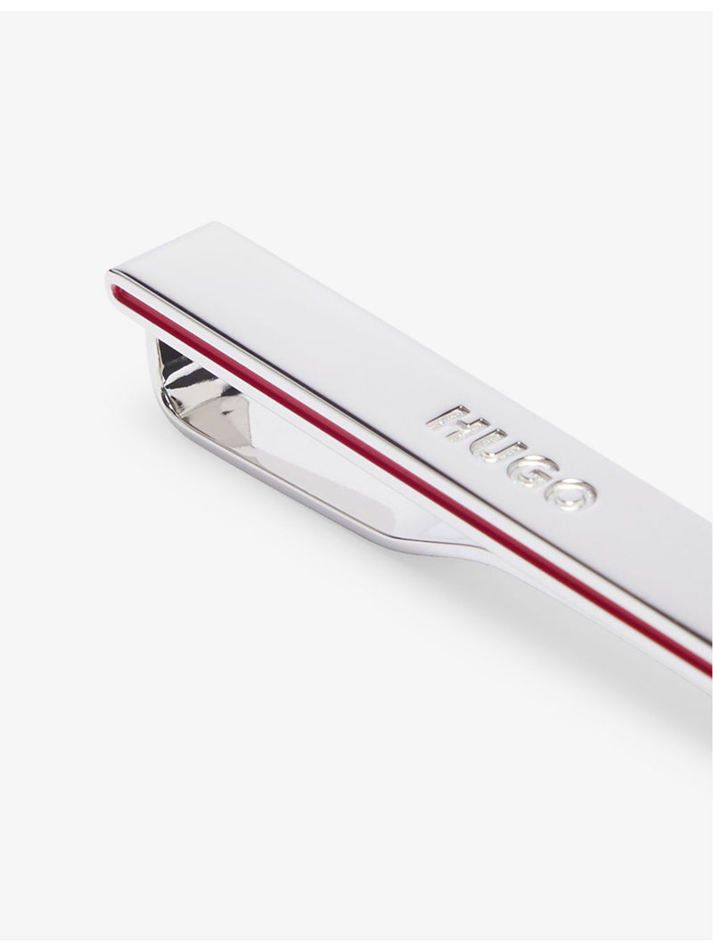 HUGO brass tie clip with debossed branding - British product