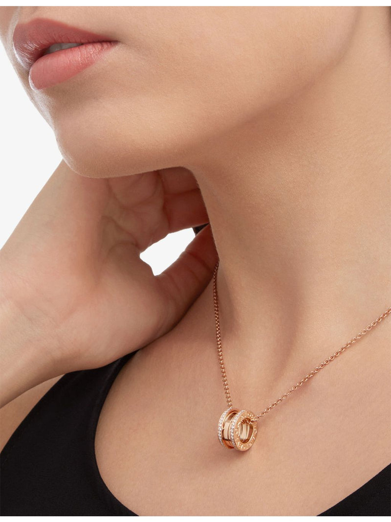 Bulgari B.zero1 18ct rose gold diamond pendant necklace (British brand)