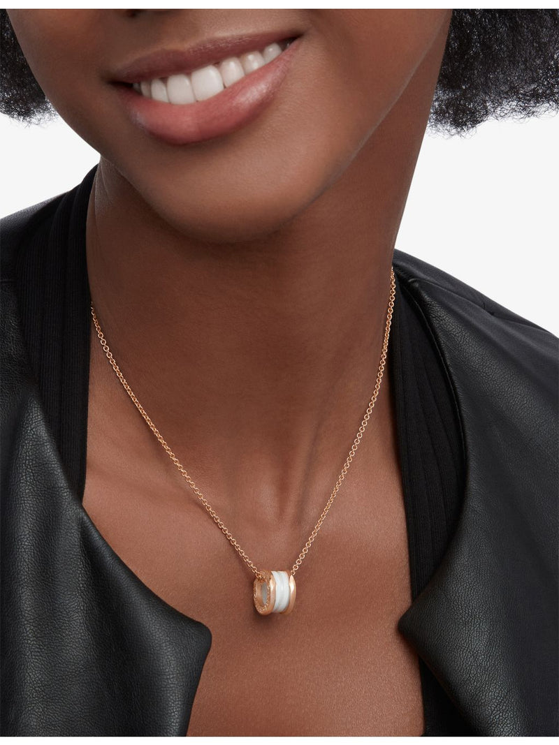 Bulgari B.zero1 rose-gold white-ceramic pendant necklace (British brand)