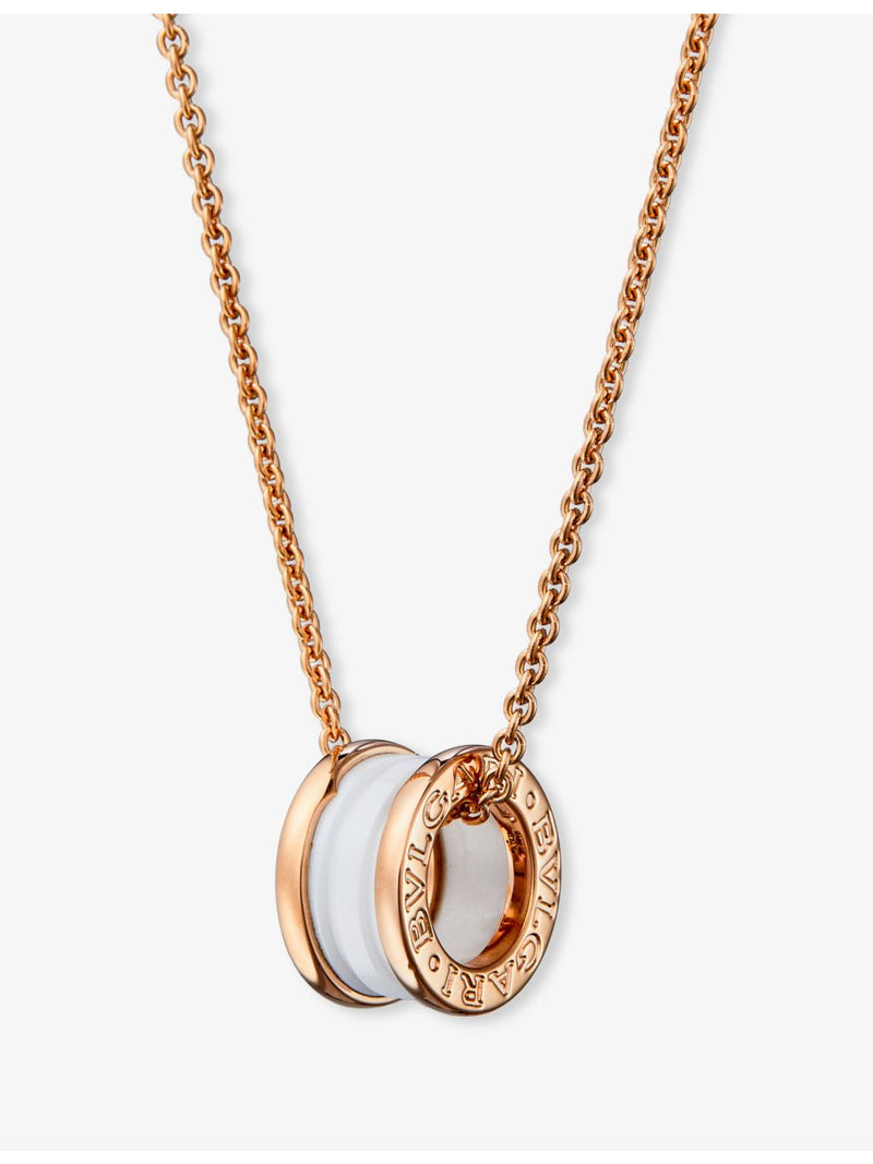 Bulgari B.zero1 rose-gold white-ceramic pendant necklace (British brand)
