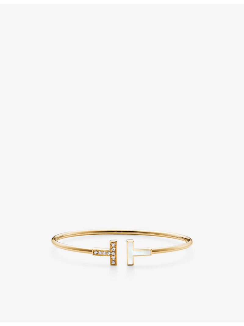 Tiffany T Wire bracelet mother-of-pearl diamond 18ct gold, UK version