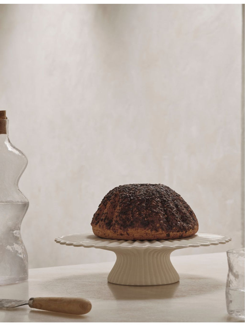 ferm LIVING scalloped stoneware cake stand 31cm - British product