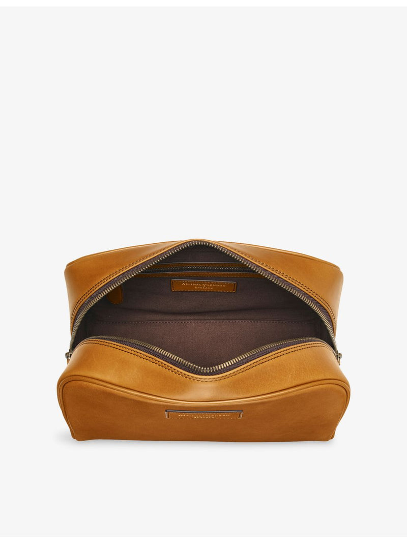 Aspinal of London Harrison leather toiletry bag with zip fastening, UK version