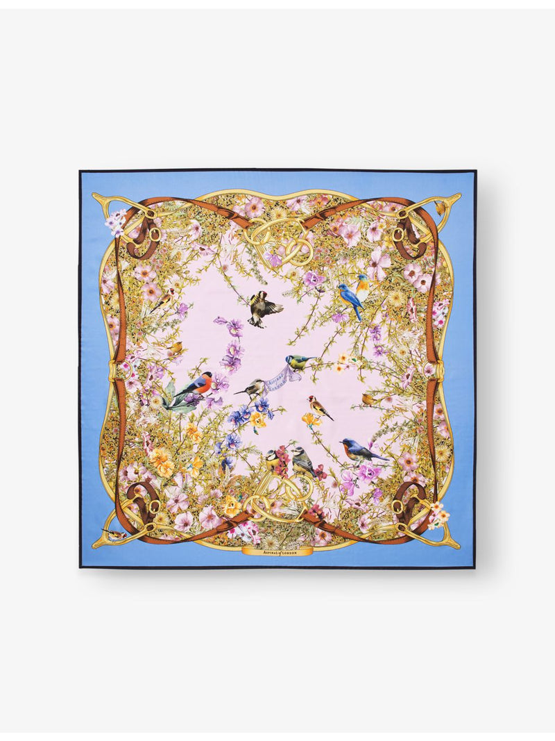 Aspinal of London Edwardian Garden silk scarf 90x90cm (British brand)