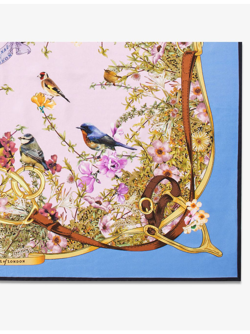Aspinal of London Edwardian Garden silk scarf 90x90cm (British brand)