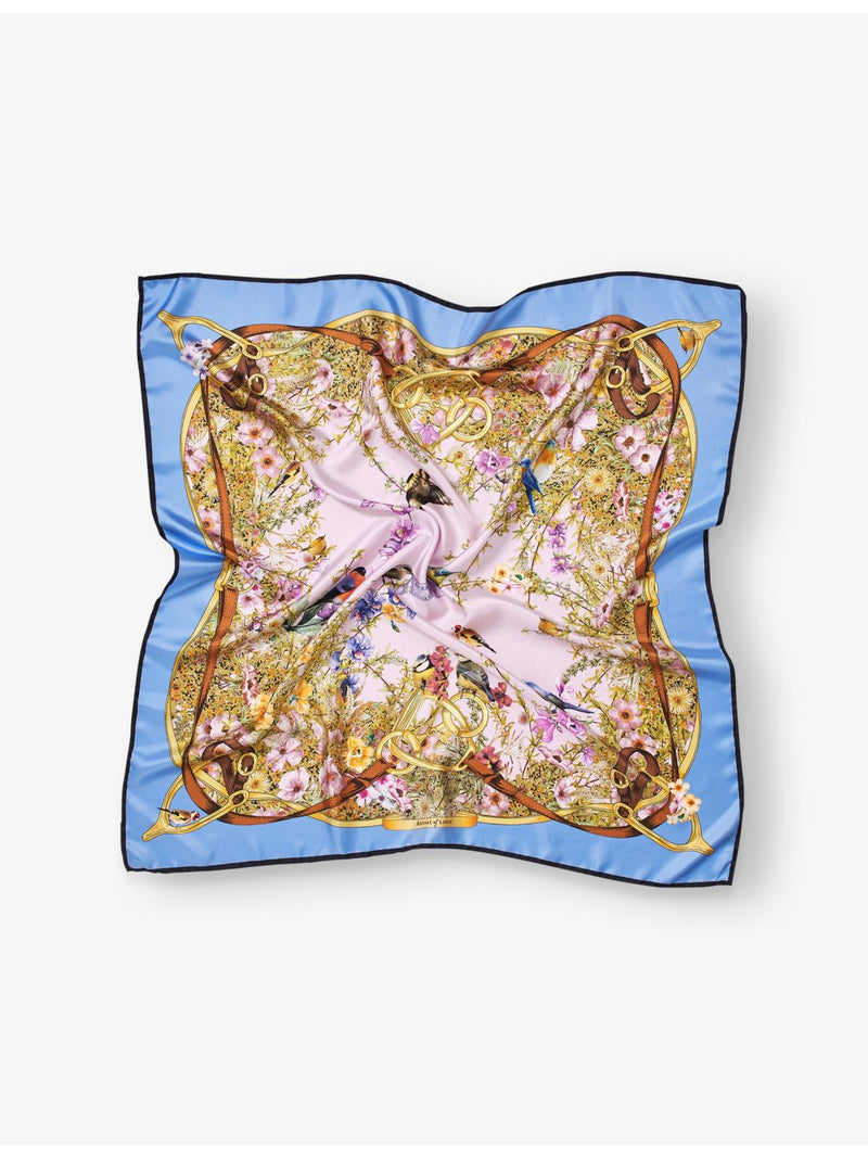 Aspinal of London Edwardian Garden silk scarf 90x90cm (British brand)