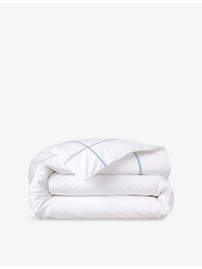 Yves Delorme Athena Celeste bourdon-stitch cotton duvet cover - British product