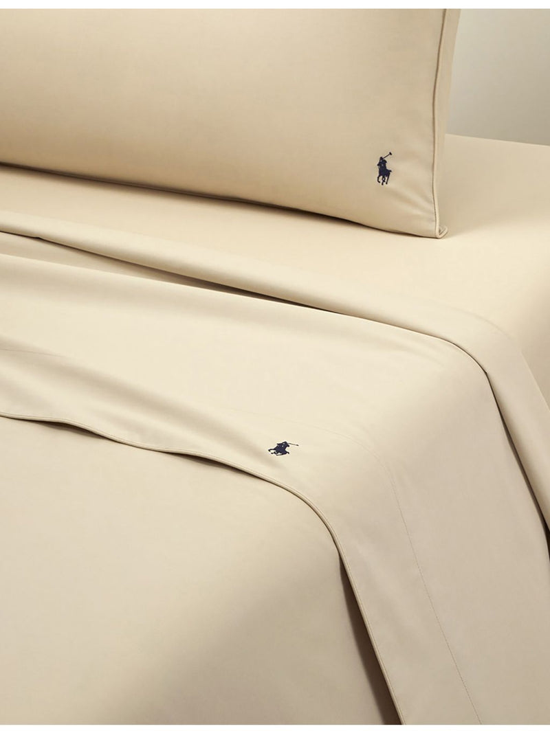 Ralph Lauren Home cotton flat sheet with Polo Pony embroidery, UK version