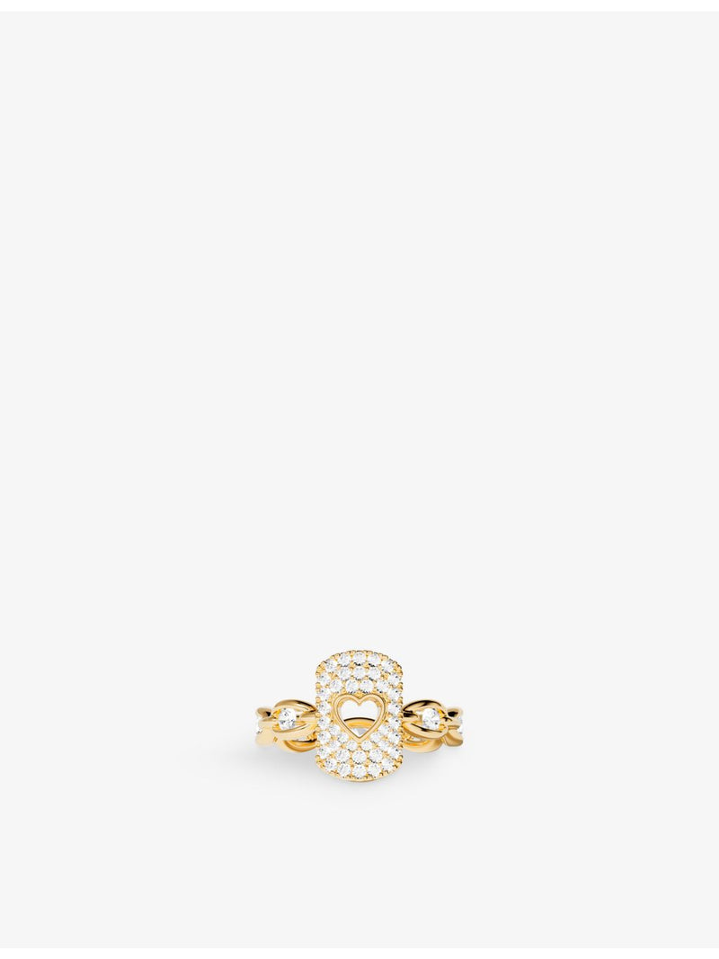 APM Monaco heart pave chain ring with cubic zirconia, UK version