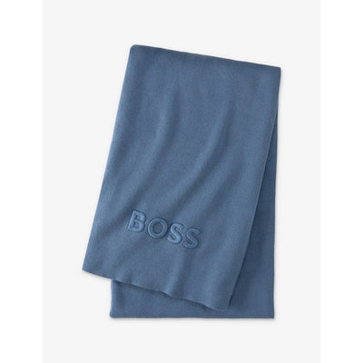 selfridges BOSS Logo-Embroidered Knitted Throw 170cm x 130cm- Buy online at McGrocer