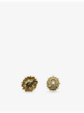 JGJ oval gold-plated faux-pearl clip-on earrings 3.3cm, imported from the UK