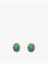 selfridges Pre-Loved JGJ Cabochon Twist Gold-Plated Metal Earrings- Buy online at McGrocer