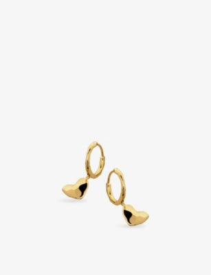 Monica Vinader vermeil huggie earrings heart drop, imported from the UK