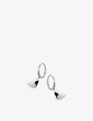 Monica Vinader vermeil huggie earrings heart drop, imported from the UK