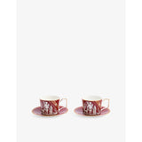 selfridges Wedgwood Renaissance Red Patterned Bone-China Teacup and Saucer Set- Buy online at McGrocer