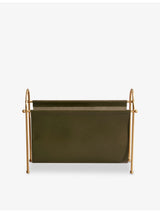 selfridges Soho Home Meard Leather and Brass Magazine Rack- Buy online at McGrocer