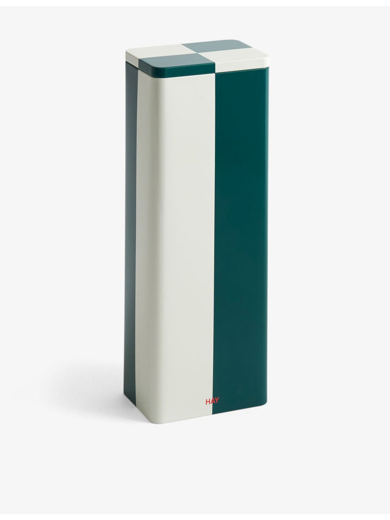 HAY checkerboard pattern slim tin container - (British brand)