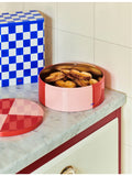 HAY checkerboard tin container 19.8cm with lid (British brand)
