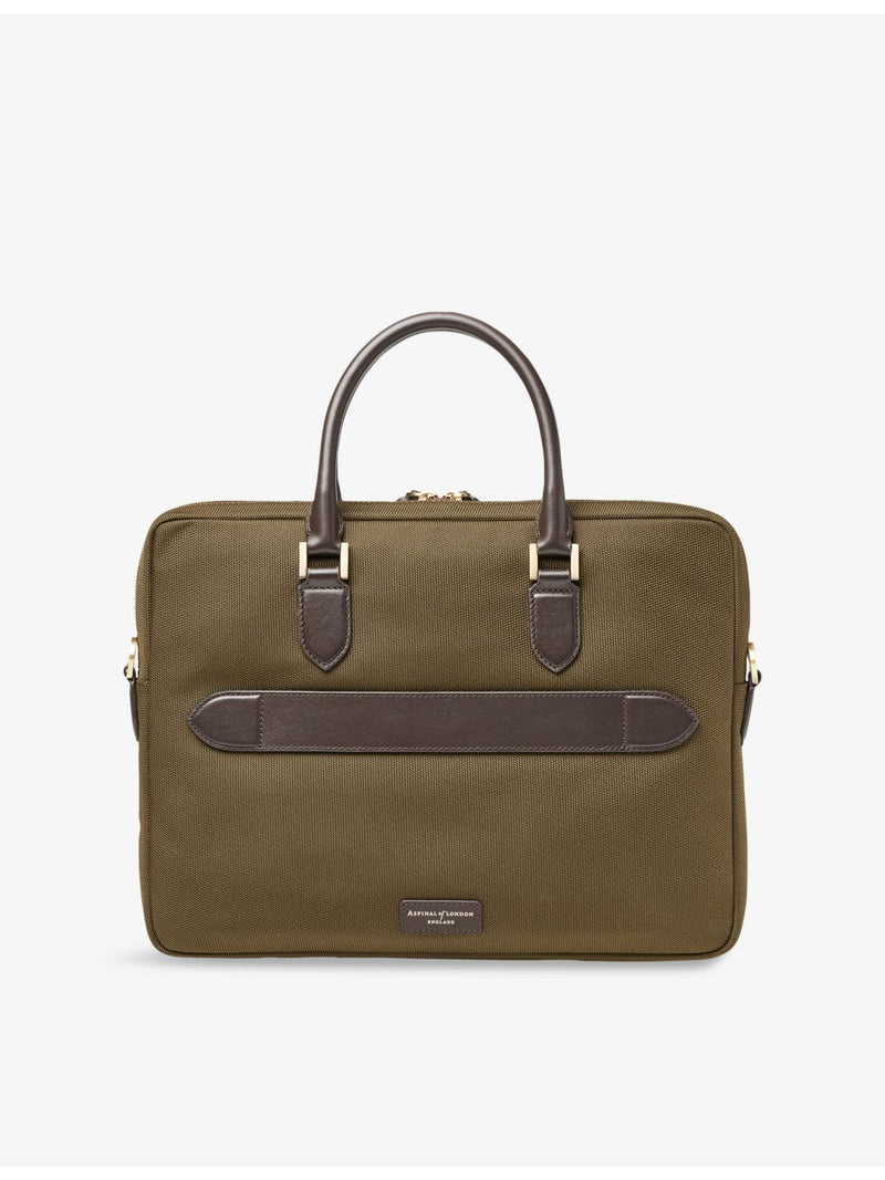 Aspinal of London woven briefcase with leather trims - British product