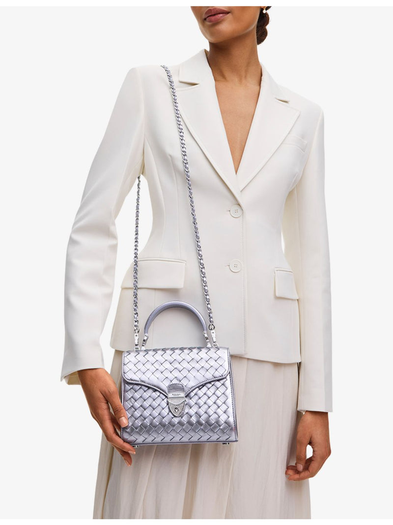 Aspinal of London Mayfair Midi woven leather top-handle bag (British brand)