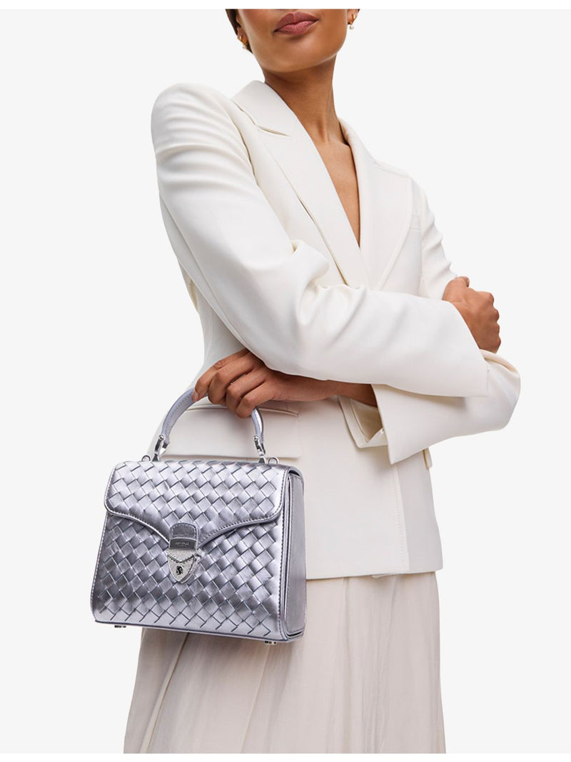 Aspinal of London Mayfair Midi woven leather top-handle bag (British brand)