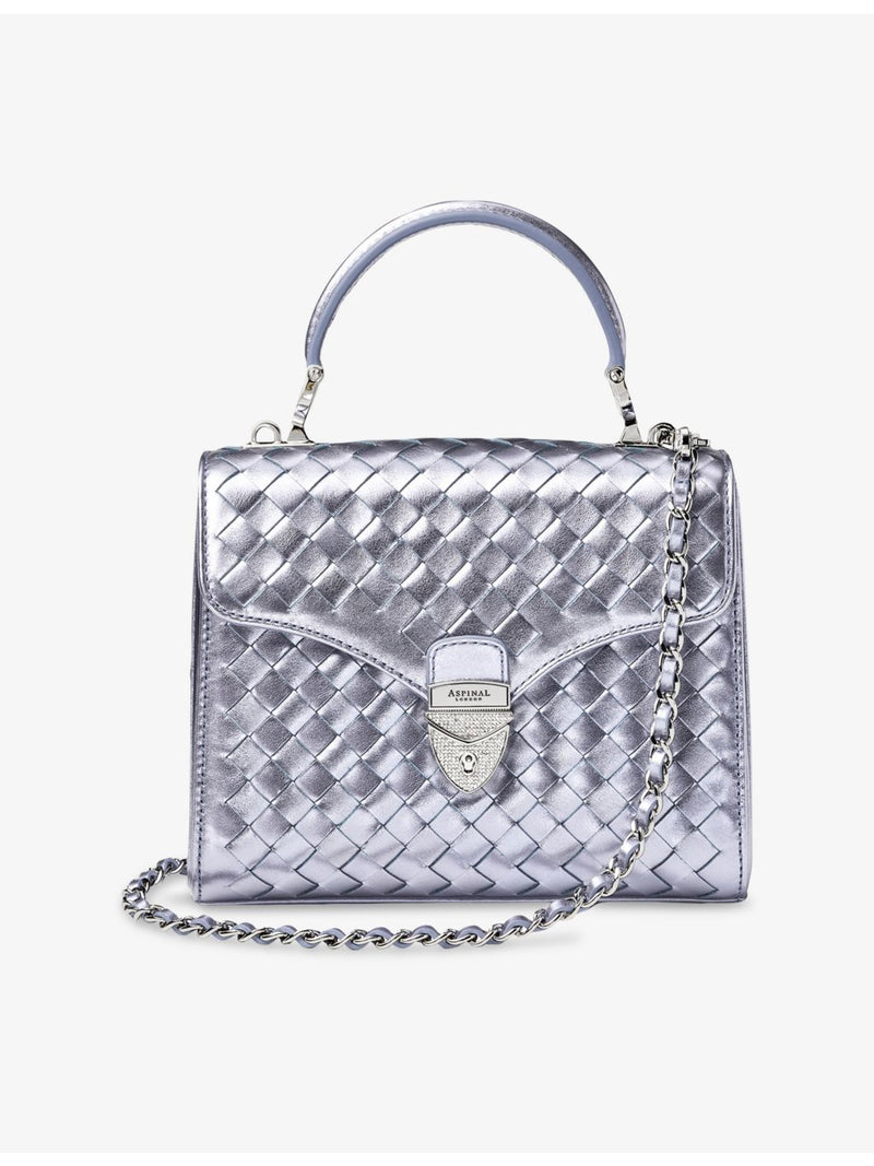 Aspinal of London Mayfair Midi woven leather top-handle bag (British brand)