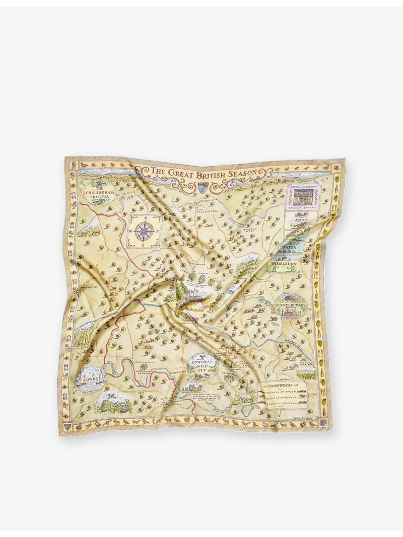 Aspinal of London The Great British Season silk scarf 31.5in (British brand)