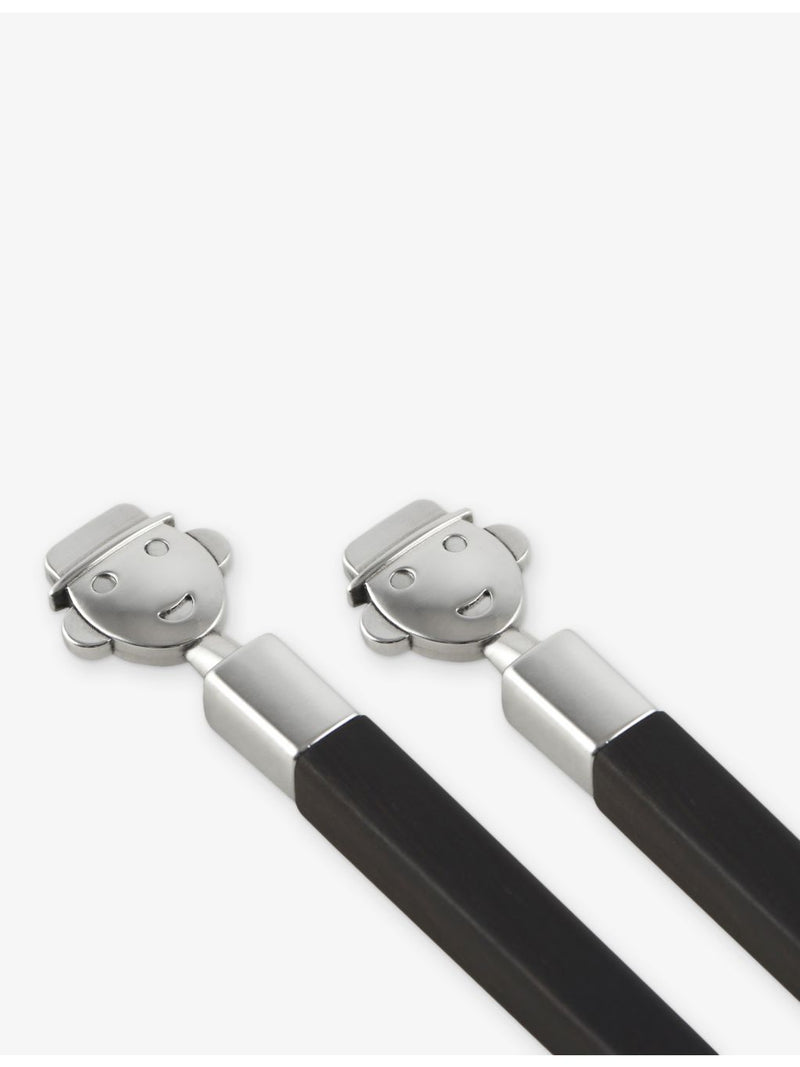 Alessi wood and stainless steel chopsticks and stand set 24cm, UK version